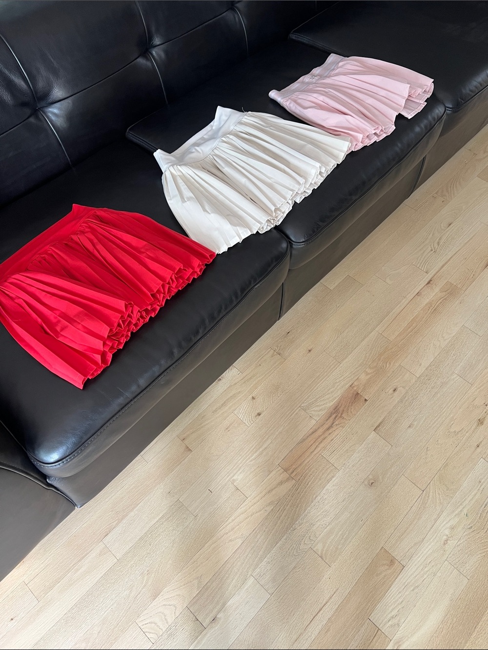 3 Pleated Mini Skirt - Red, White, Pink